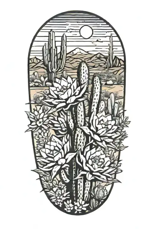 Arizona Desert Cactus Flowers Landscape