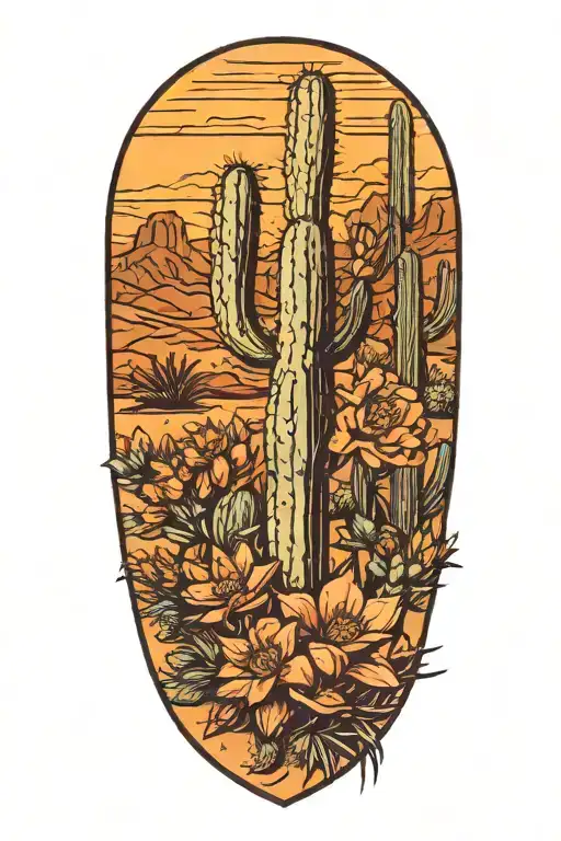 Desert Cactus Flowers Landscape