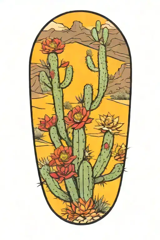 Desert Cactus Flowers Landscape