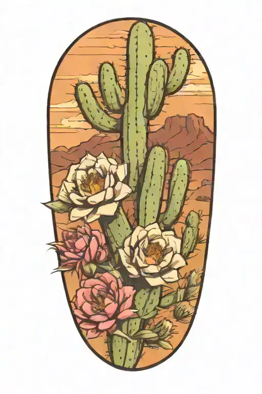 Desert Cactus Flowers Landscape