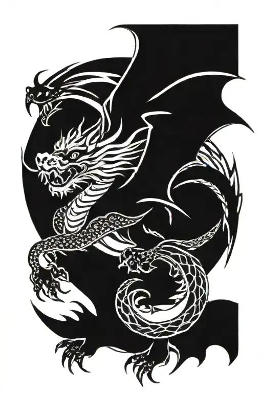 A Black Dragon Flying