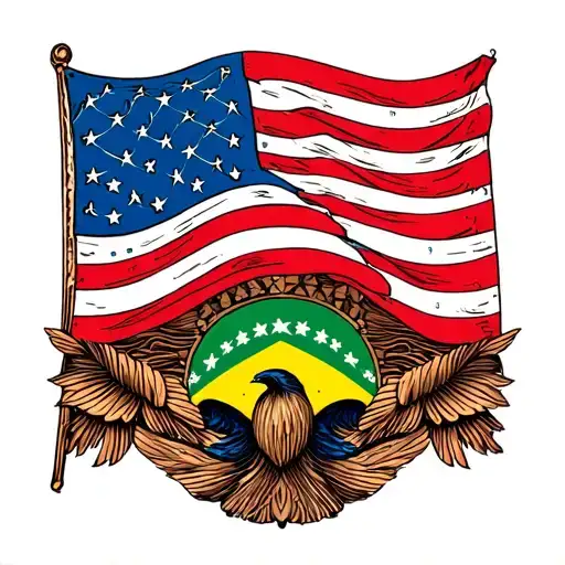 American Flag And Jamacian Flag