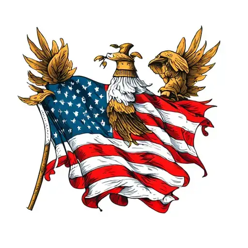 American Flag And Jamician Flag