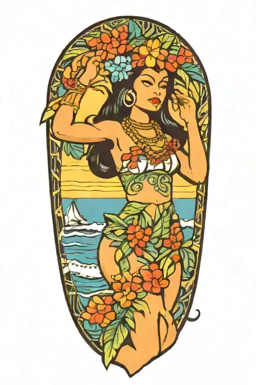 Dancig Hula Hawaiian Girl