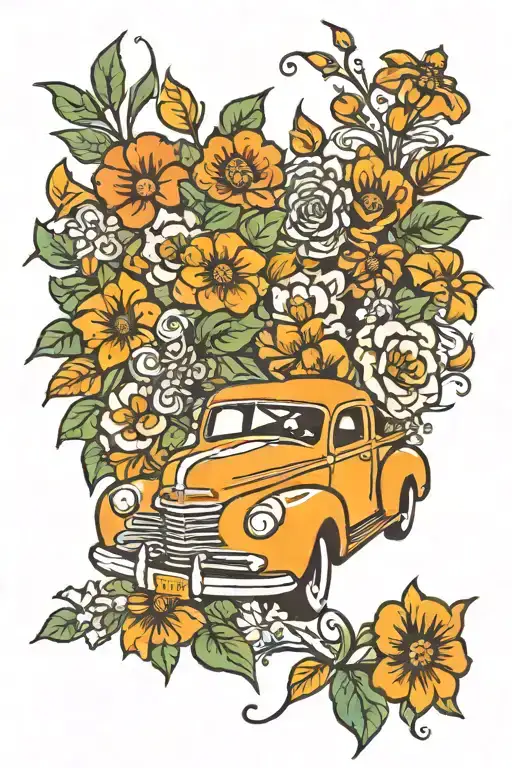 Cool Car And Flowers