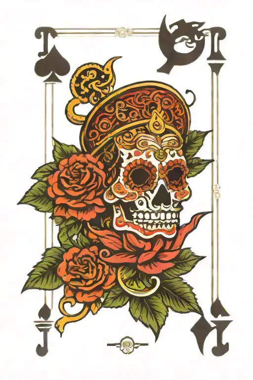 Thailand Travel Tattoo In Playing Card Design Featuring
