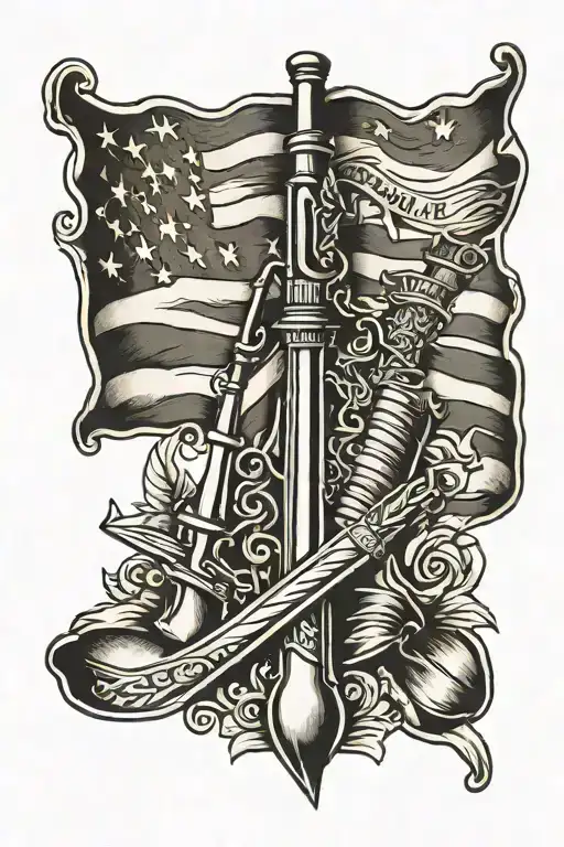American Flag And Second Amendment Scroll