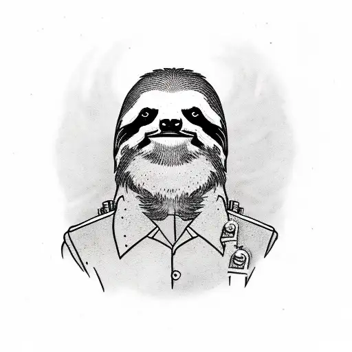 Sloth With Gun Sitting Down