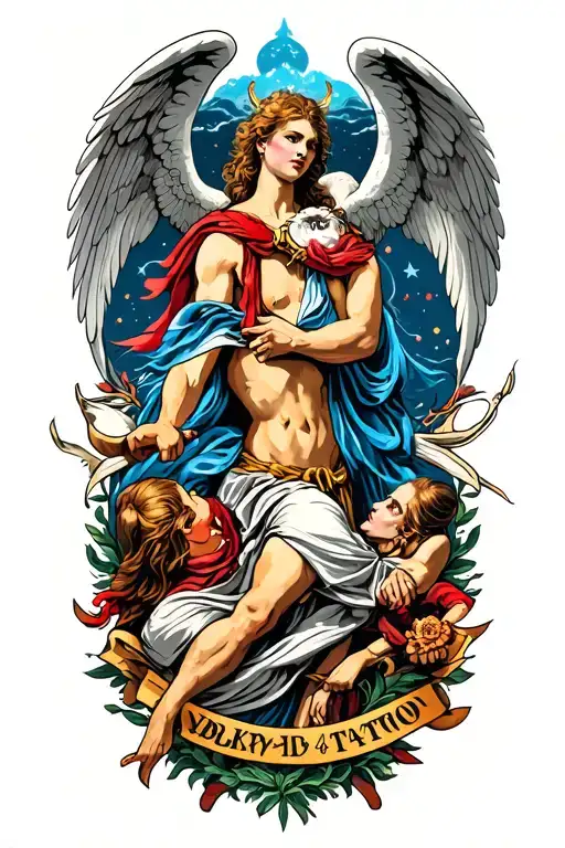 Perspective Sleeve Tattoo Angels Demons Fighting