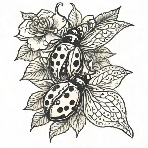 Orhidee And Petunia With A Ladybug