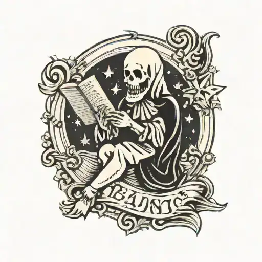 Ghost Reading With Moon And Stars