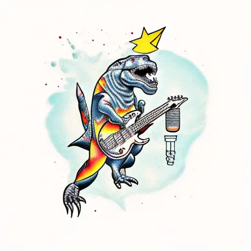 T Rex Playing An Electric Guitar