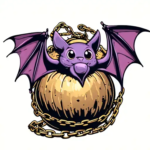 Bat With A Chain In A Ball