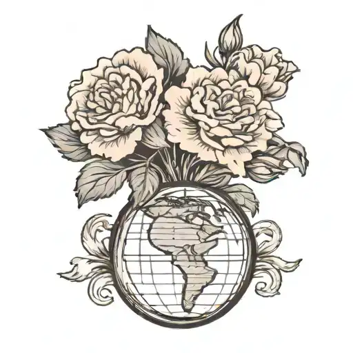 Carnation Bouquet Tying Holding Together Earth Globe
