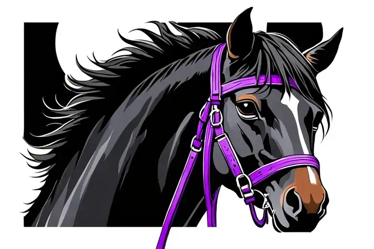 Horse And Purple Reins