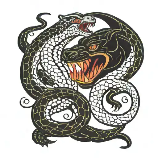 Snake And Panther Fighting Each Other