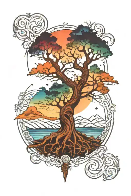Norse Tree Of Life Origin Aurora Borealis
