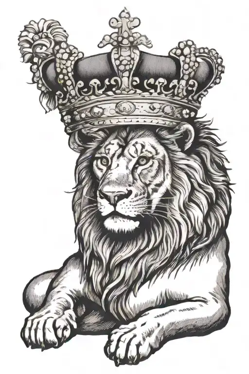 Male And Female Lion Wearing A Crown