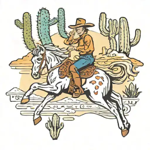 Western Cactus And Horse Jumping