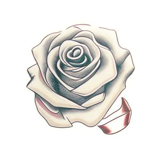 Red Rose With White Ribbon