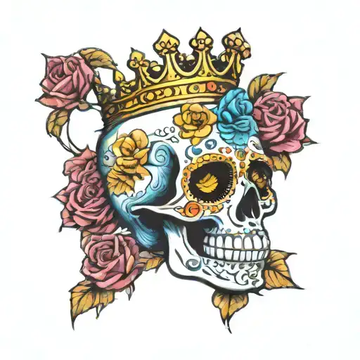 Sugar Skull With Crown