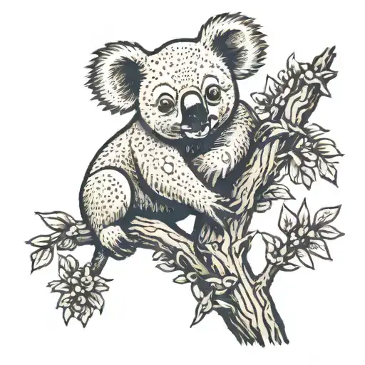 Koala Jumping Off A Tree Branch