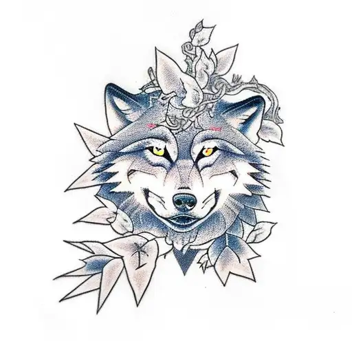 Wolf With Vines And Trees