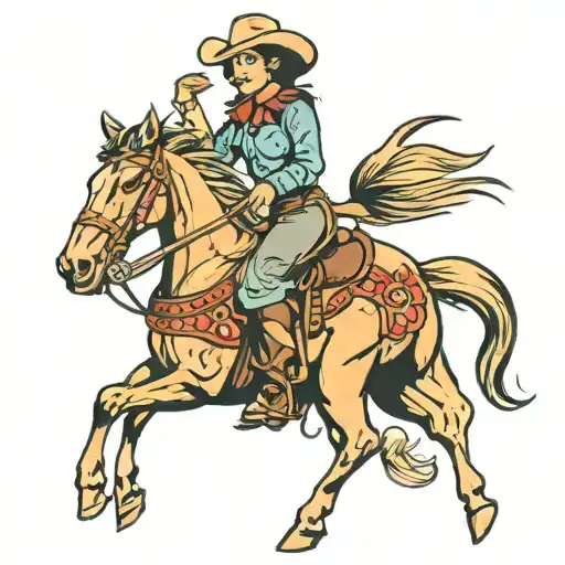 Western Cowgirl Riding A Horse
