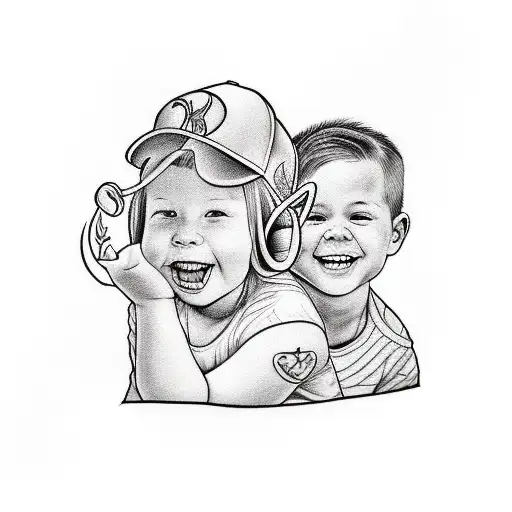 A Portrait Of The Client's Son And Daughter With Music And Arkansas Razorback Logo