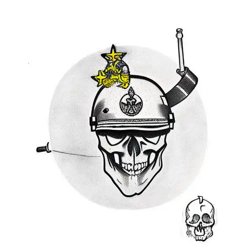 Traditional Skull With Ww2 Paratrooper Helmet