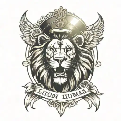 Lion And Human Portrait Tattoo Of The Client's