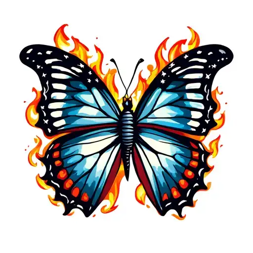Fire Lightning Bolt Butterfly