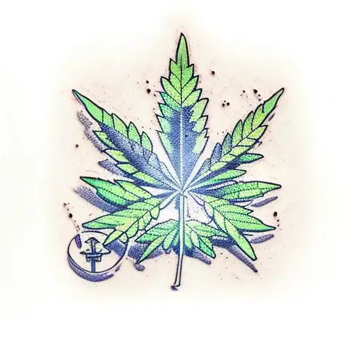 Two Cross Piston With A Leaf Of Marijuana