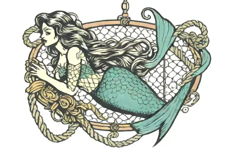Mermaid Caught In A Net