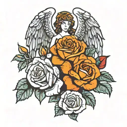 Angel With Wings Roses Growing