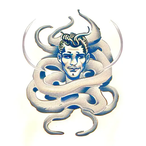 Beautiful Man With Medusa Snake Hair