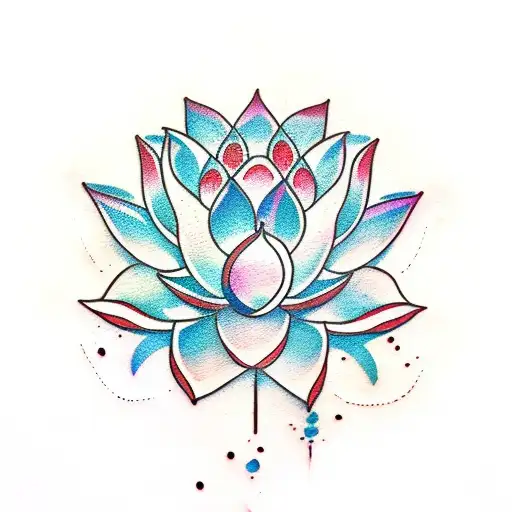 Traditional-style Lotus Flower With A Watercolor Effect
