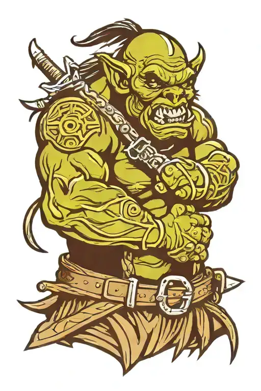 Orc With Crossed Arms On A Black Background