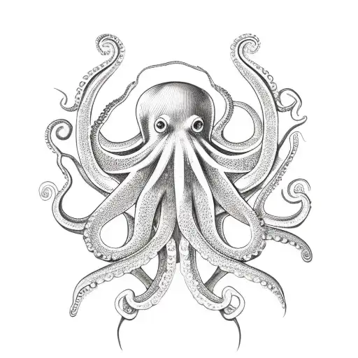 A Detailed Octopus With Its Arms Forming Intricate Patterns