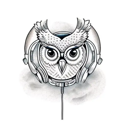 An Owl Wearing Headphones