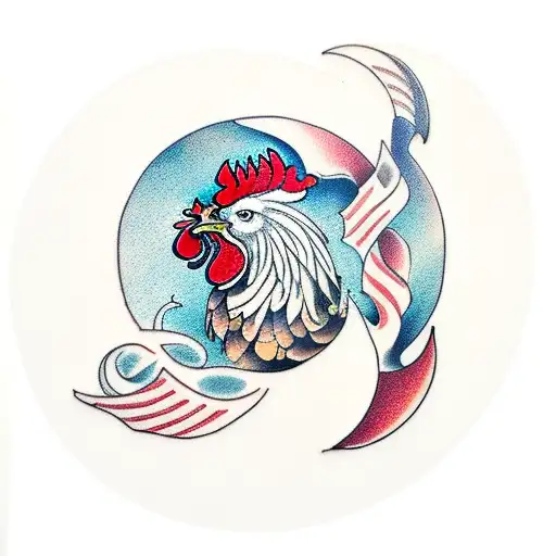 Rooster With Crescent Moon