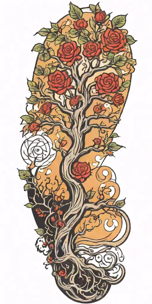 Tree Of Life Reaching To Heaven And Hell