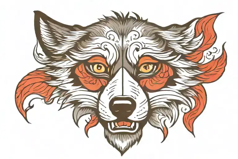 Wolf Face Half Virtual Half Real