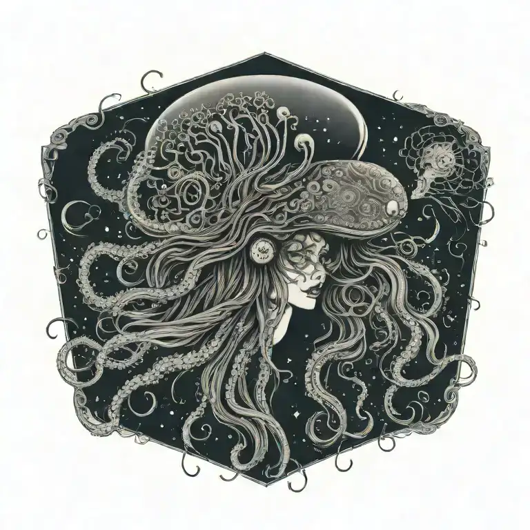 Blind Gargon Jellyfish With Many Eyes In Her Hair Portrait Evil