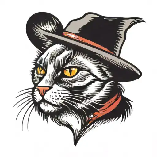 Cat With Bloodshot Eyes And Cowboy Hat