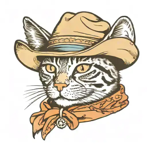 Cat With Stoned Eyes And Cowboy Hat