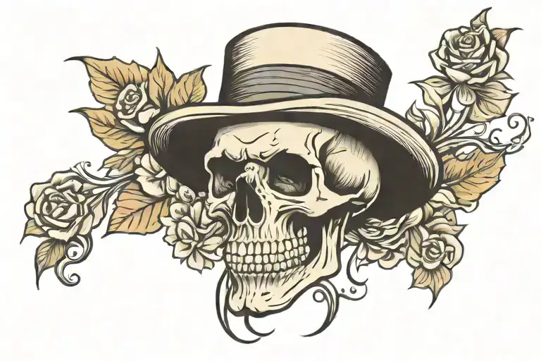 Skull With A Sigar And Top Hat