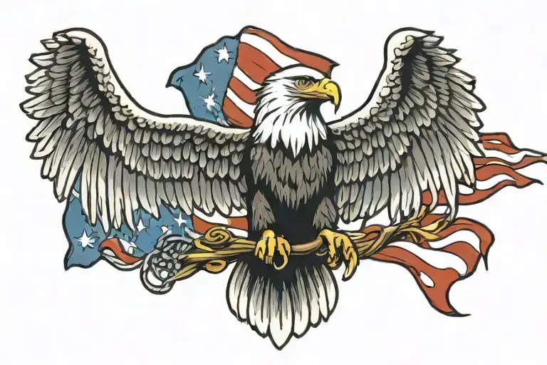 Eagle With A Flag Intertwined