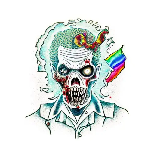 A Zombified Doctor Eating Vegan Brains And Holding A Gay Pride Flag