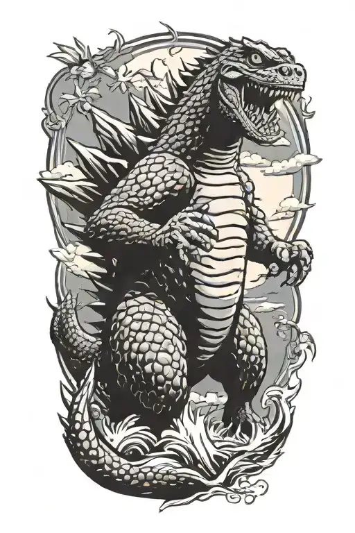 Godzilla With Sunglasses Jumping
